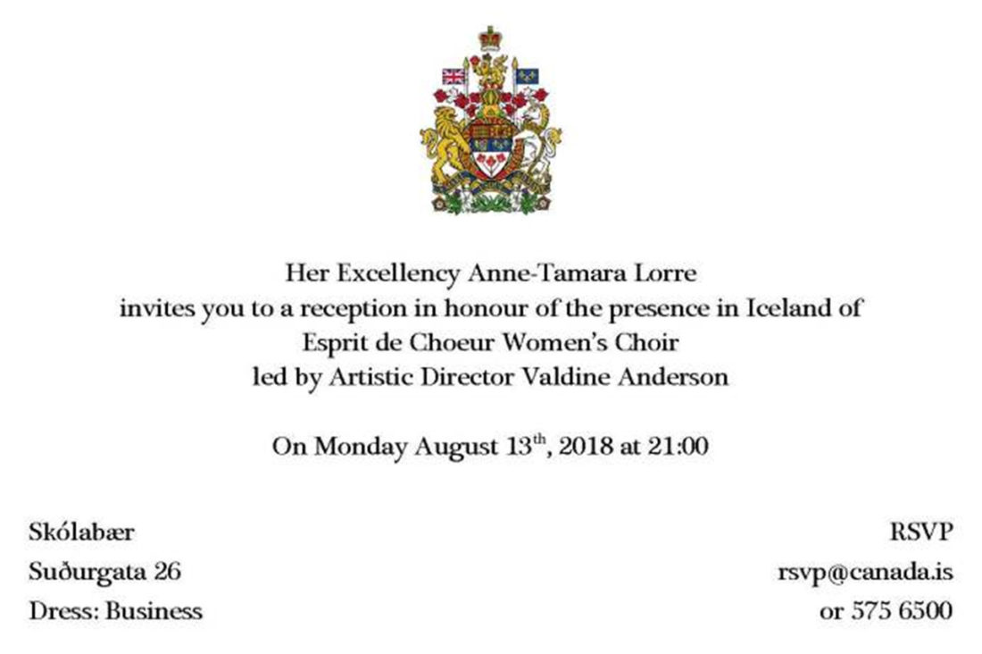 Invitation from Madame Ambassador Lorre